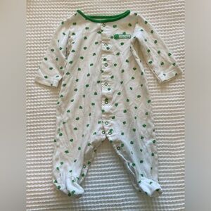 Carter's White Footie with Green Shamrocks St Patrick’s St Patties